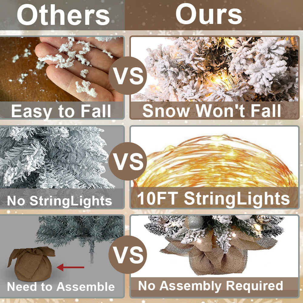 2ft Mini Christmas Tree With Light Artificial Small Tabletop Christmas Decoration With Flocked Snow, Exquisite Decor & Xmas Ornaments For Table Top For Home & Office 2ft Mini Christmas Tree With Light Artificial Small Tabletop Christmas Decoration With Flocked Snow, Exquisite Decor & Xmas Ornaments For Table Top For Home & Office